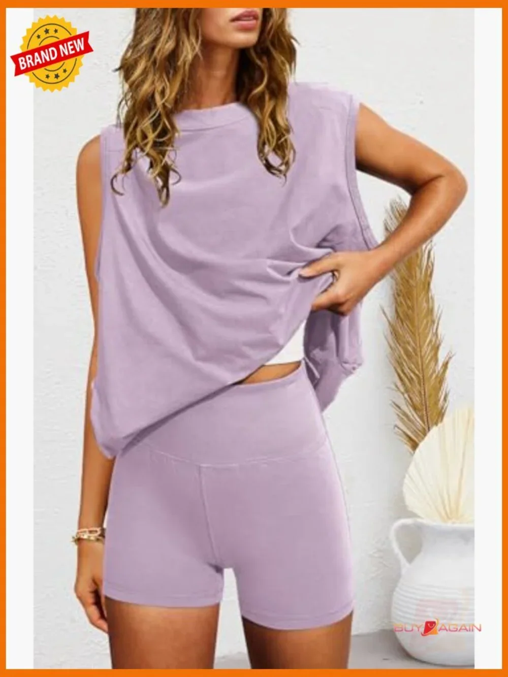 2 Piece Workout Set Matching Lounge Set Tunic Tops and Biker Shorts